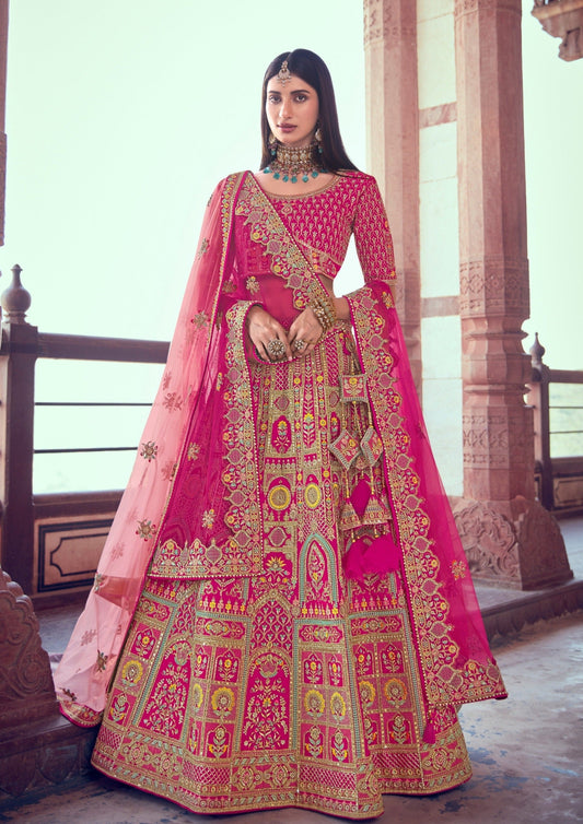 Flamingo Pink Designer Bridal Lehenga Choli