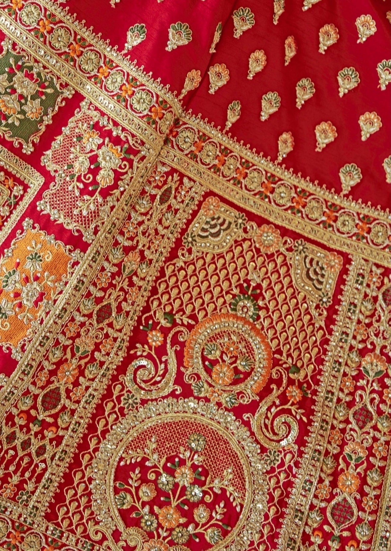 Pure Silk Red Bridal Lehenga Choli