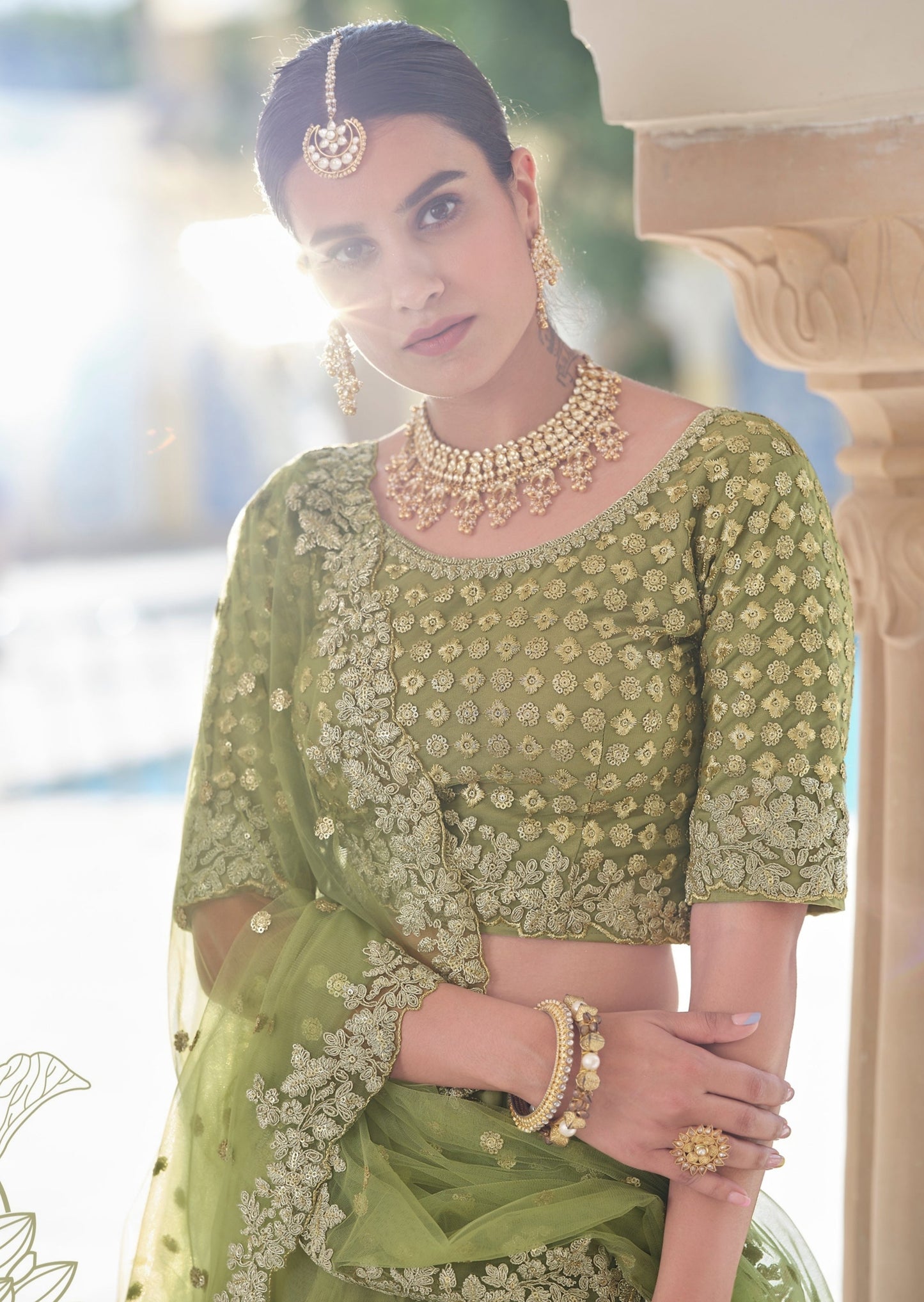 Olive Green Lehenga