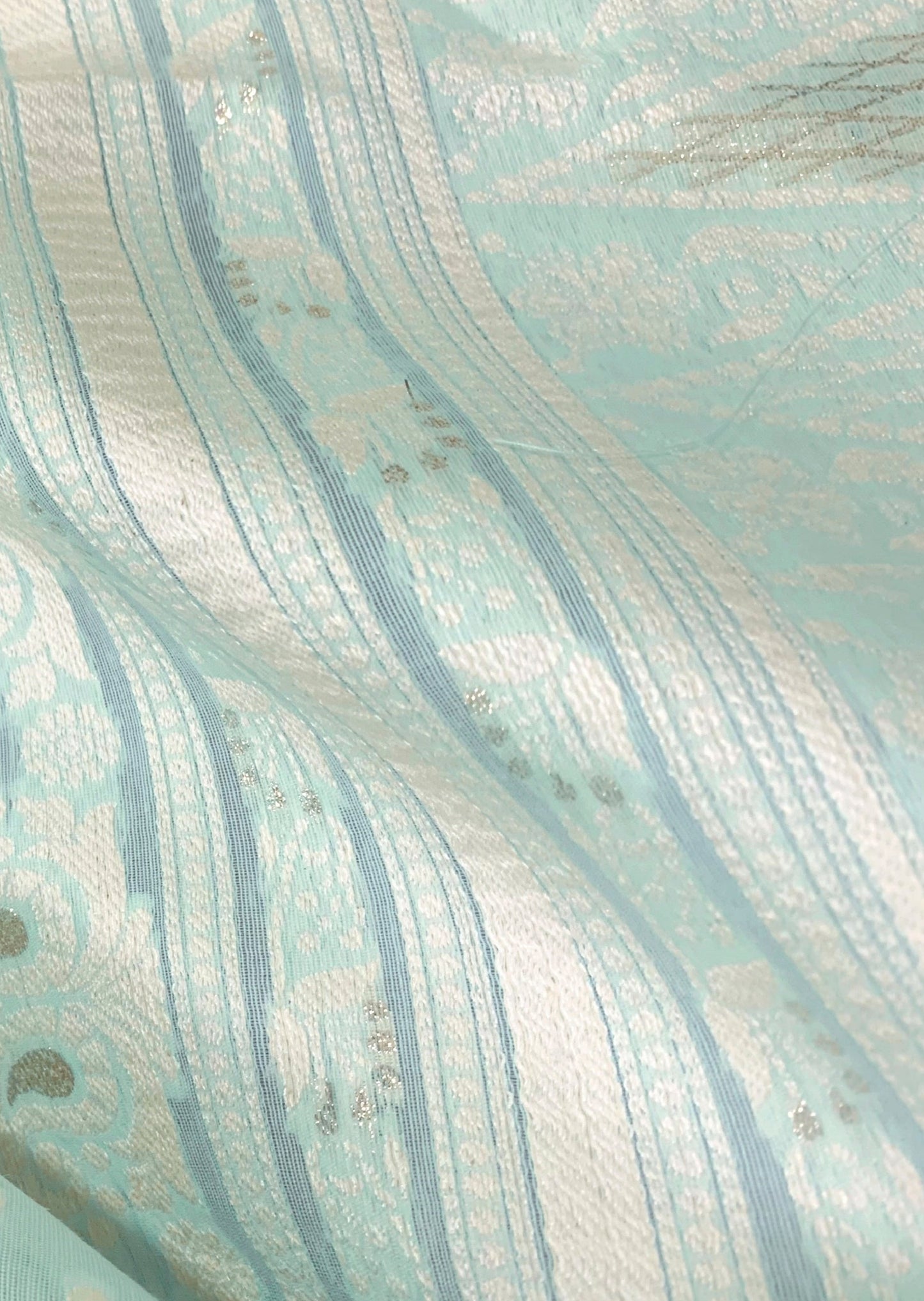 Lucknowi Chikankari Aqua Blue Saree