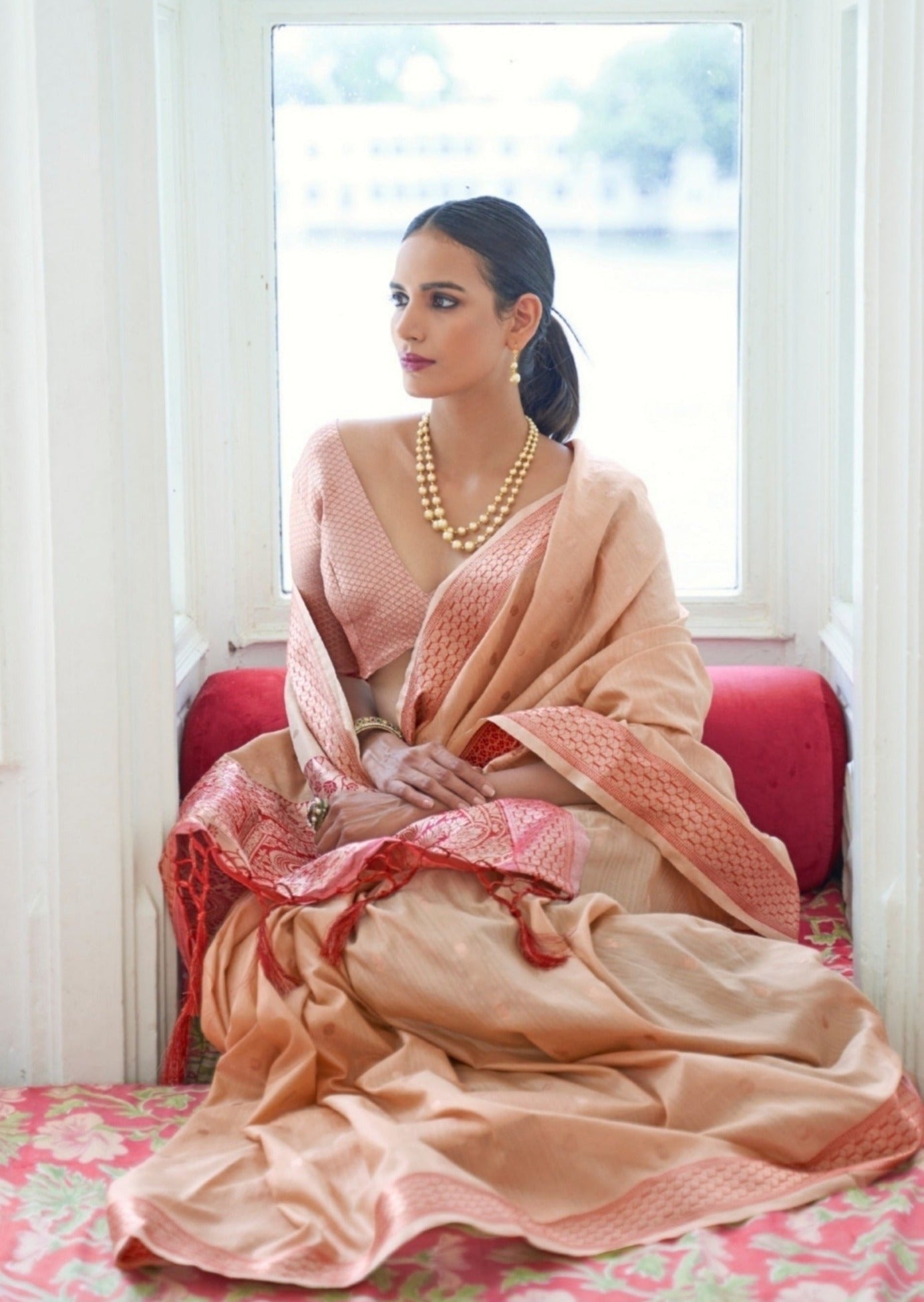 Soft Silk Beige Saree with Zari Border