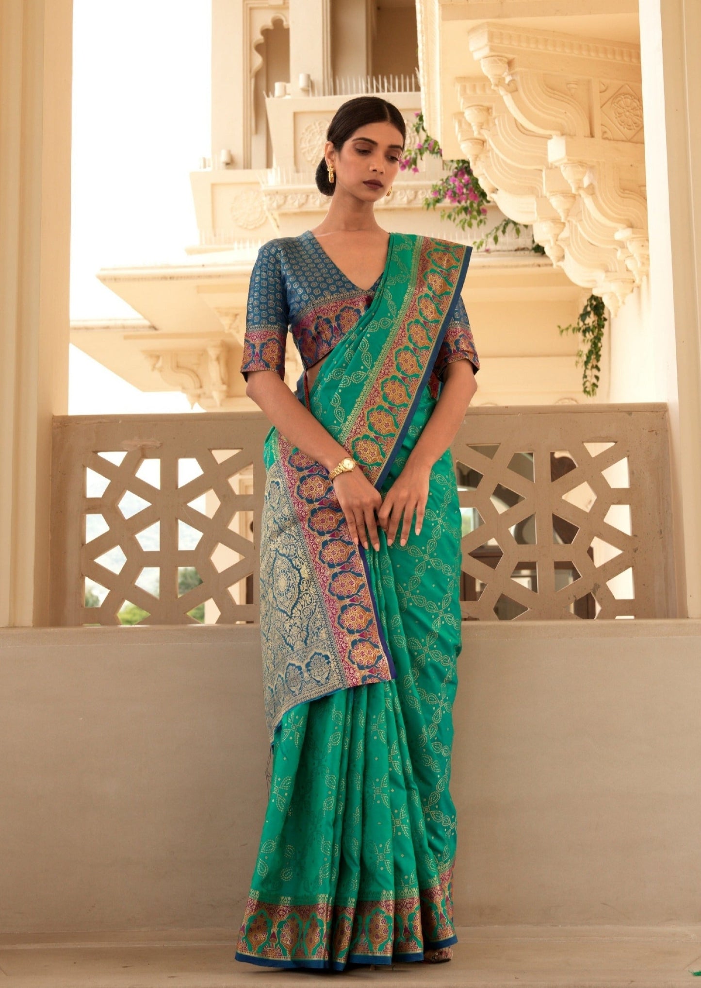 Banarasi Silk Shamrock Green Saree