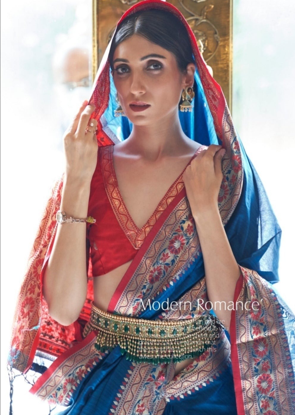 Pure Banarasi Tussar Silk Blue Handloom Saree