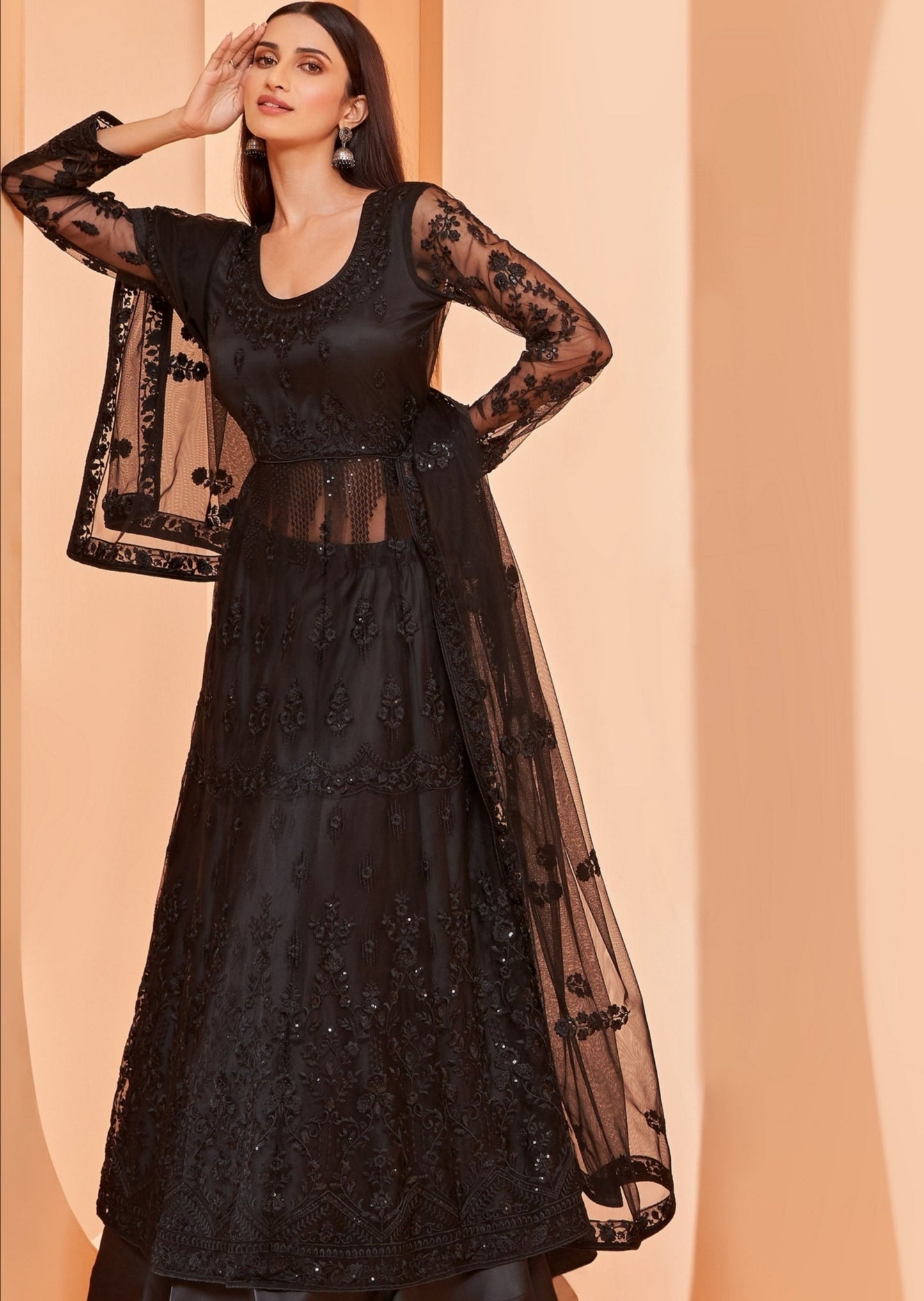 Black Net Anarkali Suit