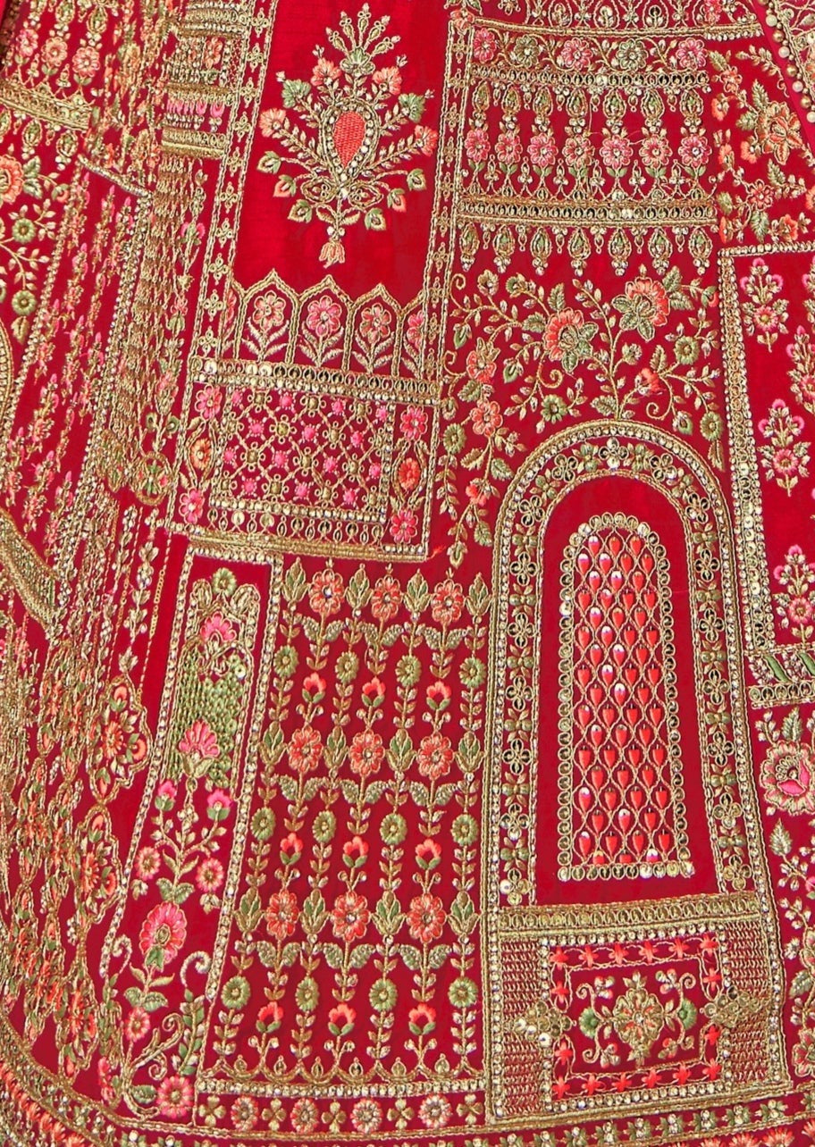 Crimson Red Bridal Designer Lehenga Choli