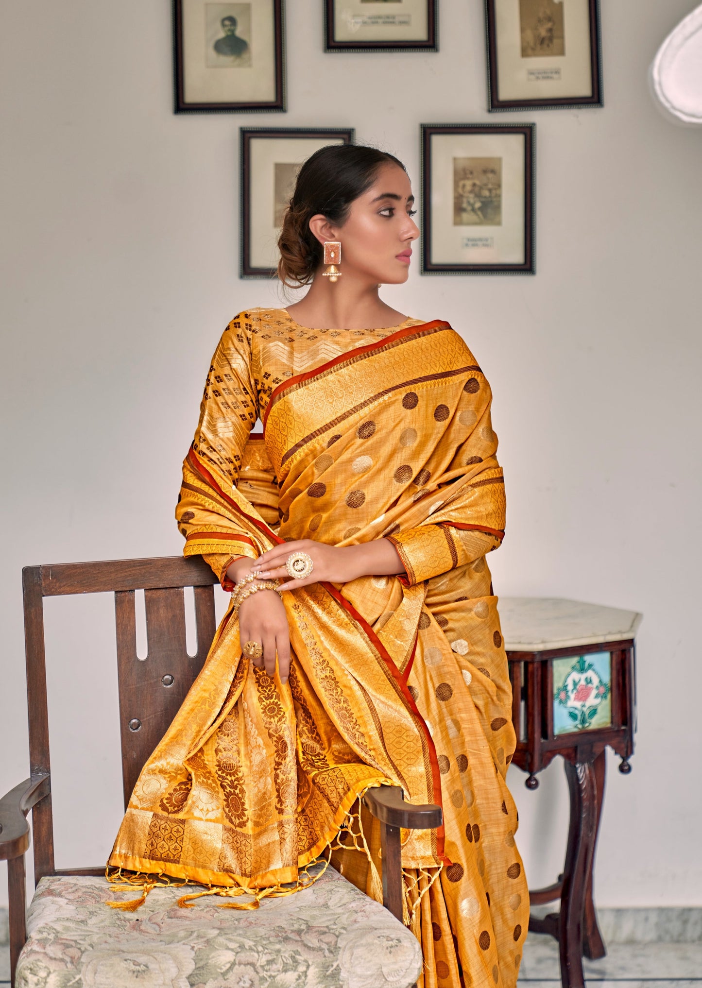 Soft Ghicha Silk Yellow Saree