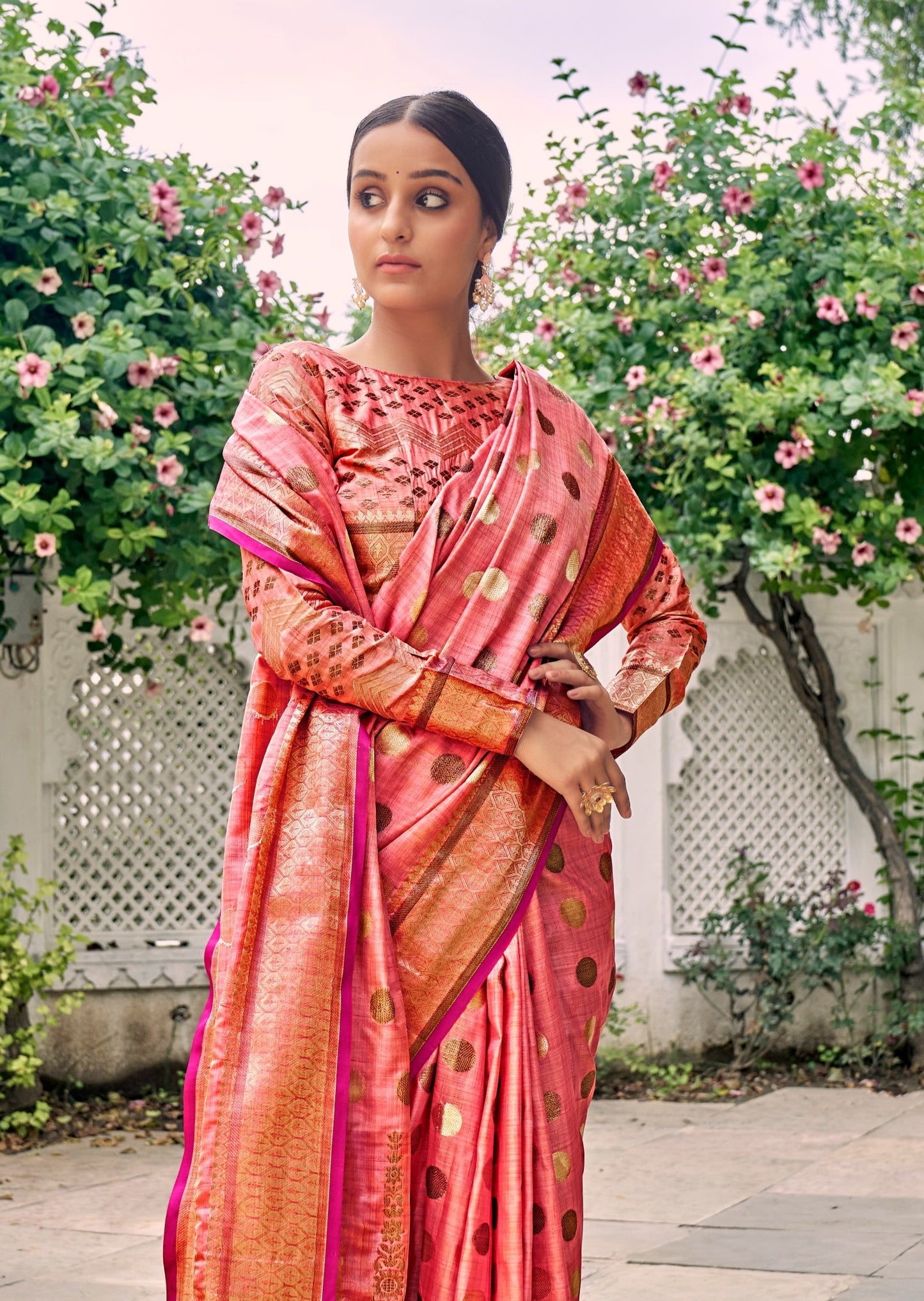 Ghicha Silk Pink Saree