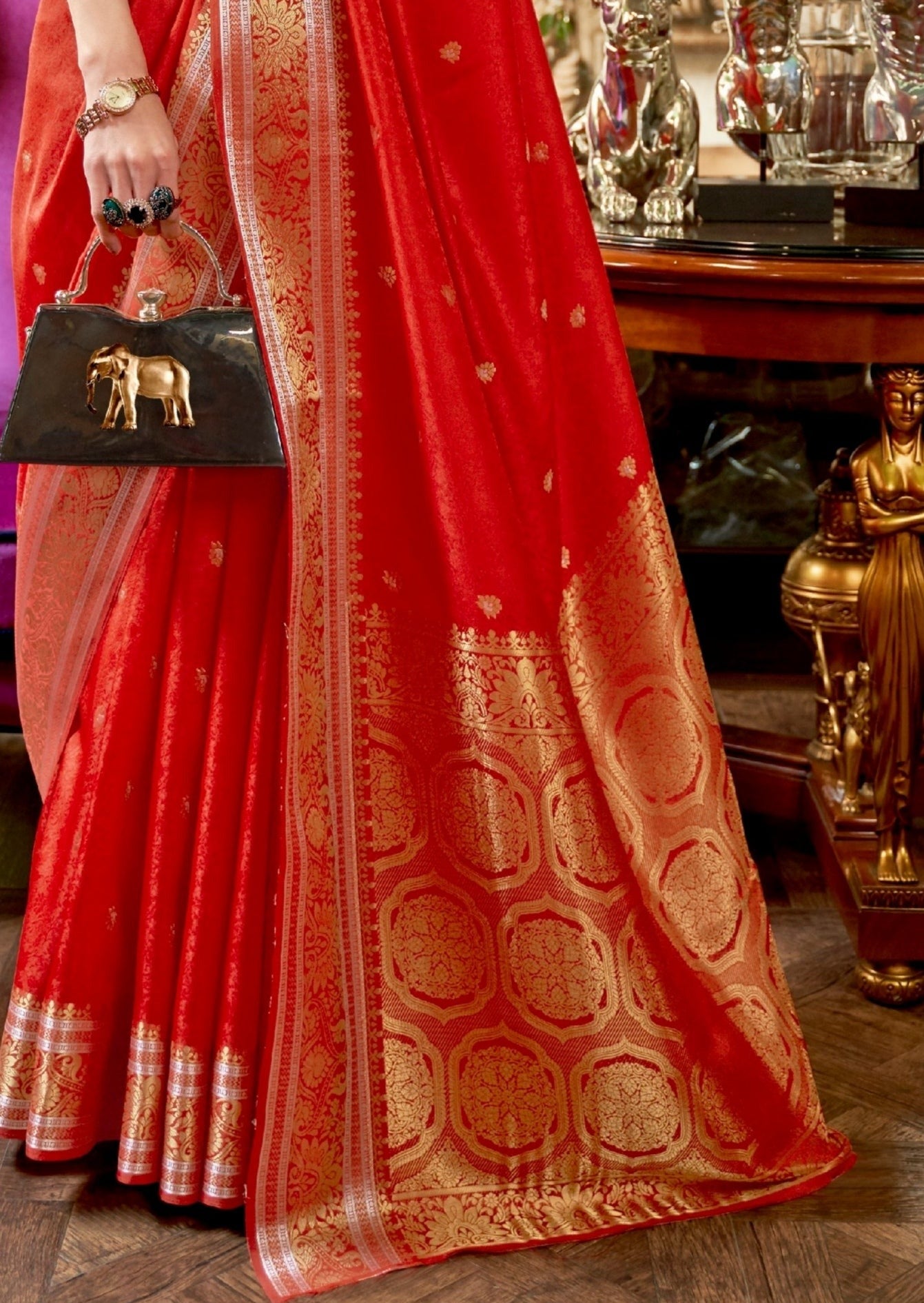 Pure Katan Silk Red Banarasi Handloom Saree