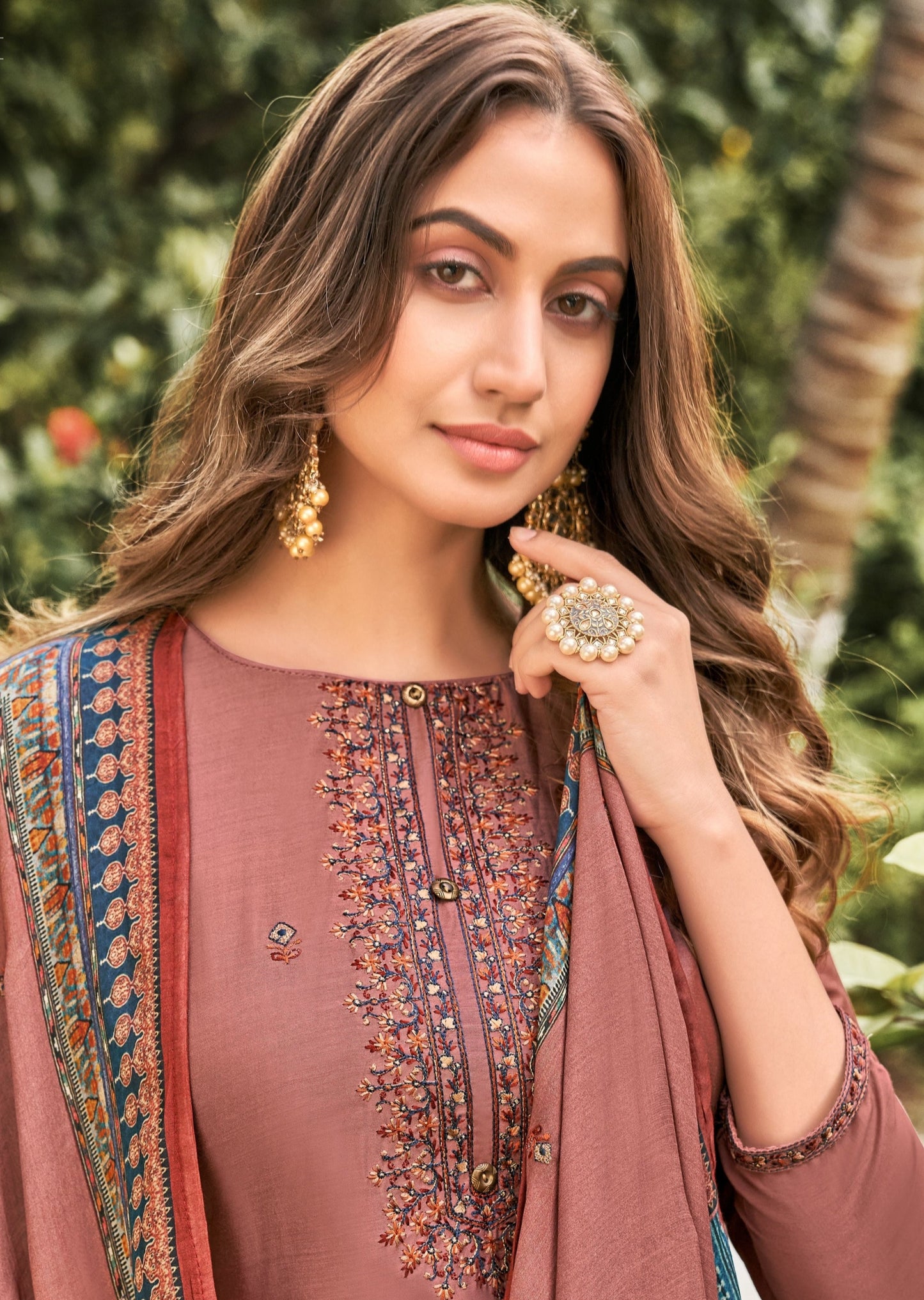 Pure Muslin Caramel Salwar Suit