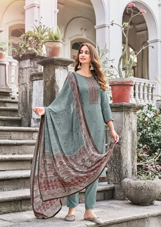 Waahida Muslin Ash Grey Salwaar Suit