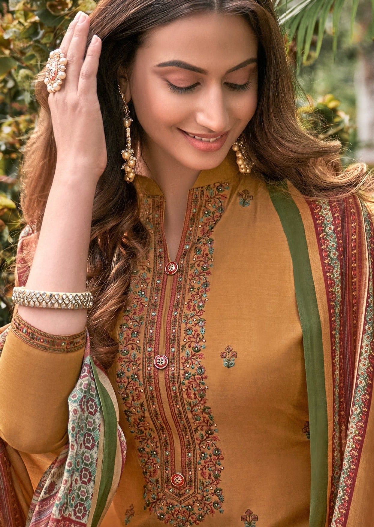 Waahida Muslin Mustard Yellow Salwaar Suit