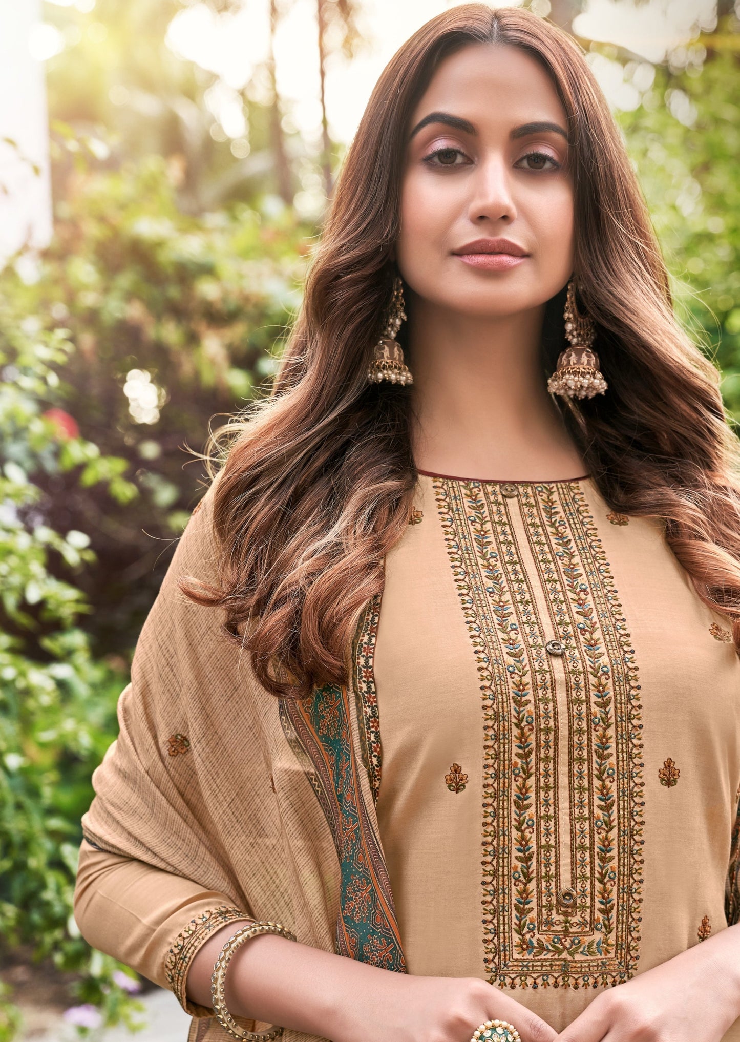 Waahida Muslin Almond Brown Salwaar Suit