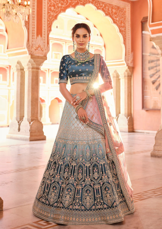 Navy Blue Two Tone Lehenga Choli