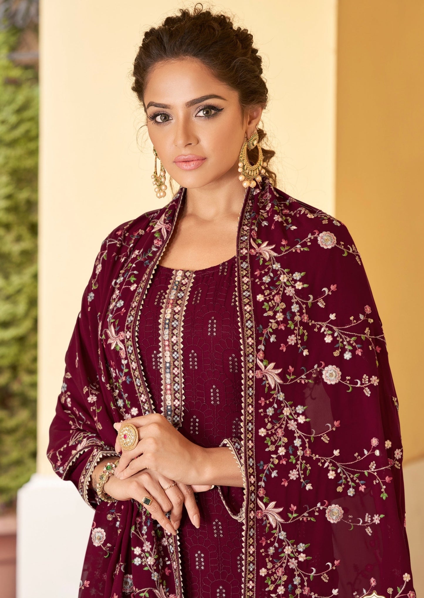 Pure Georgette Maroon Salwar Suit