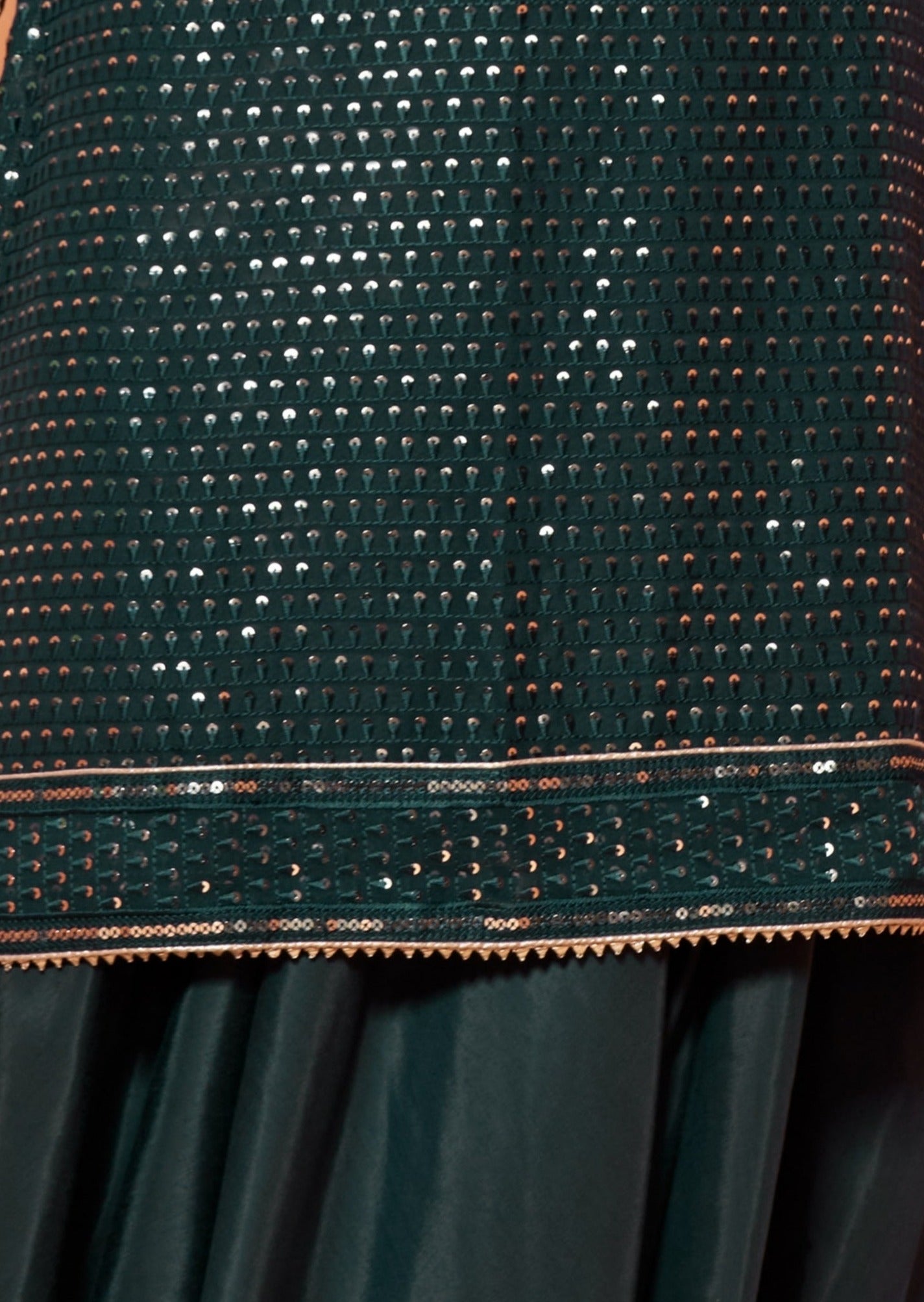 Semi-stitched Dark Green Sharara Suit