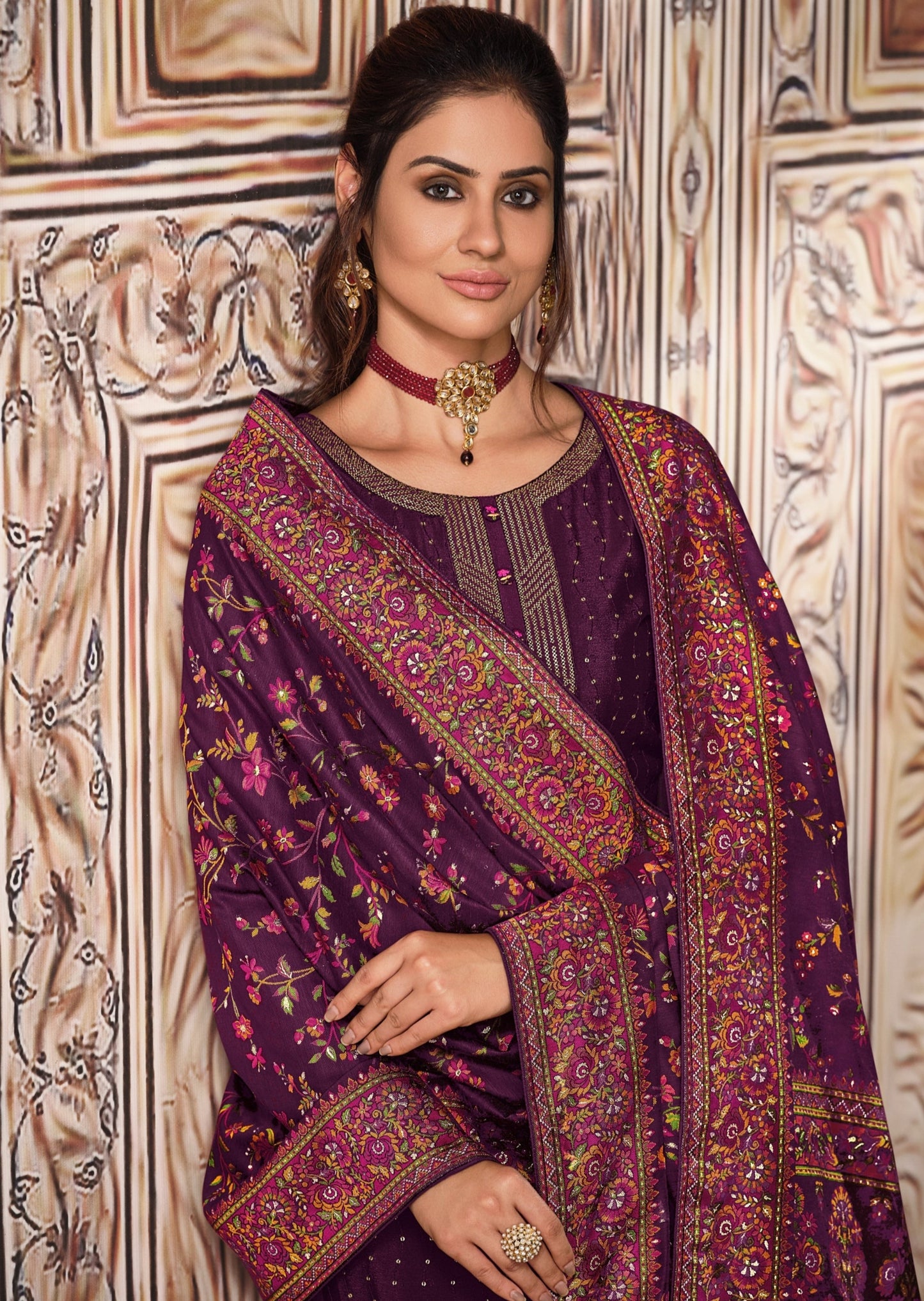 Chinon Violet Purple Salwar Suit