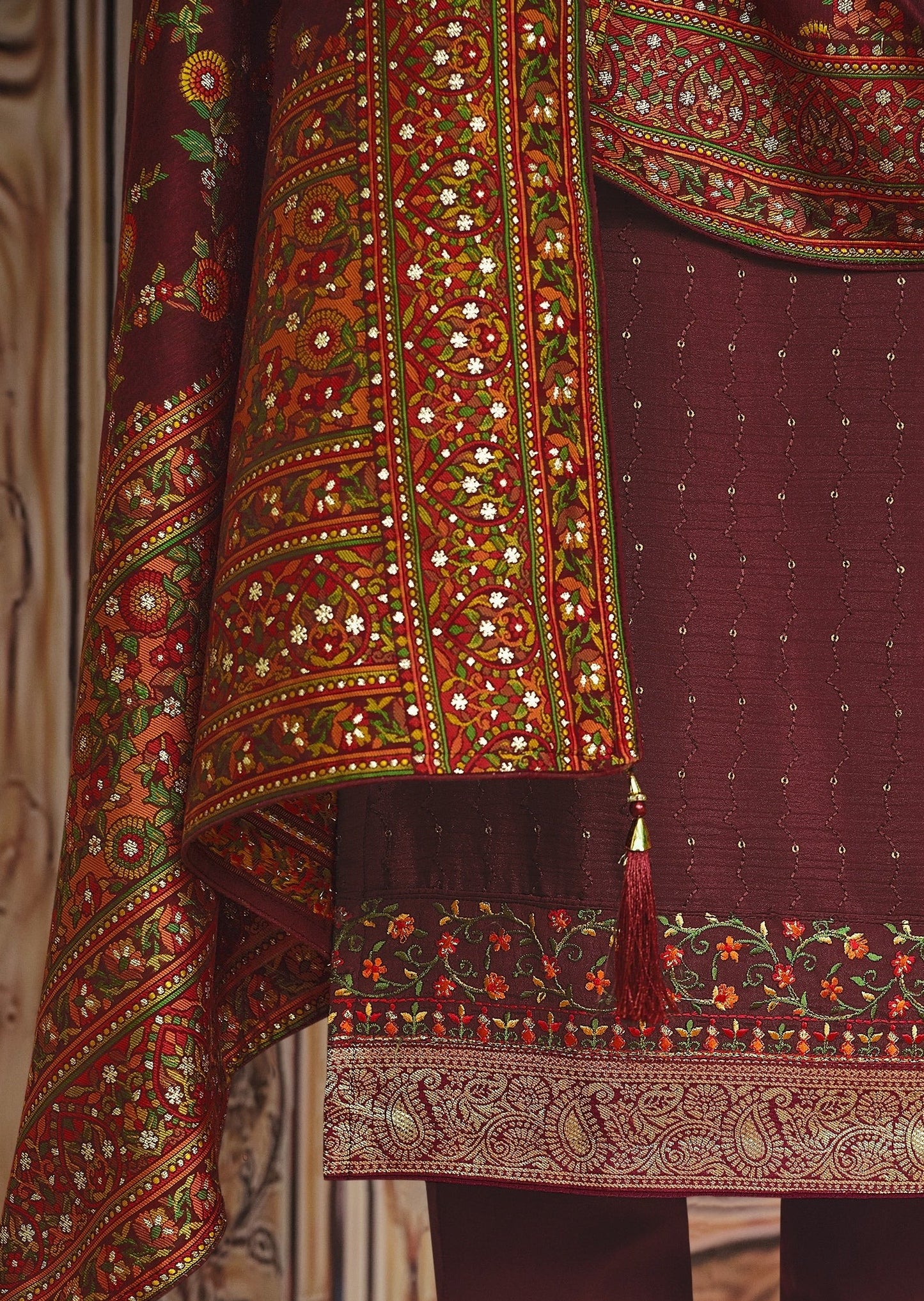 Chinon Brown Salwar Suit