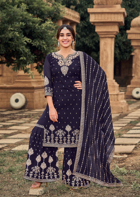Navy blue Georgette suit