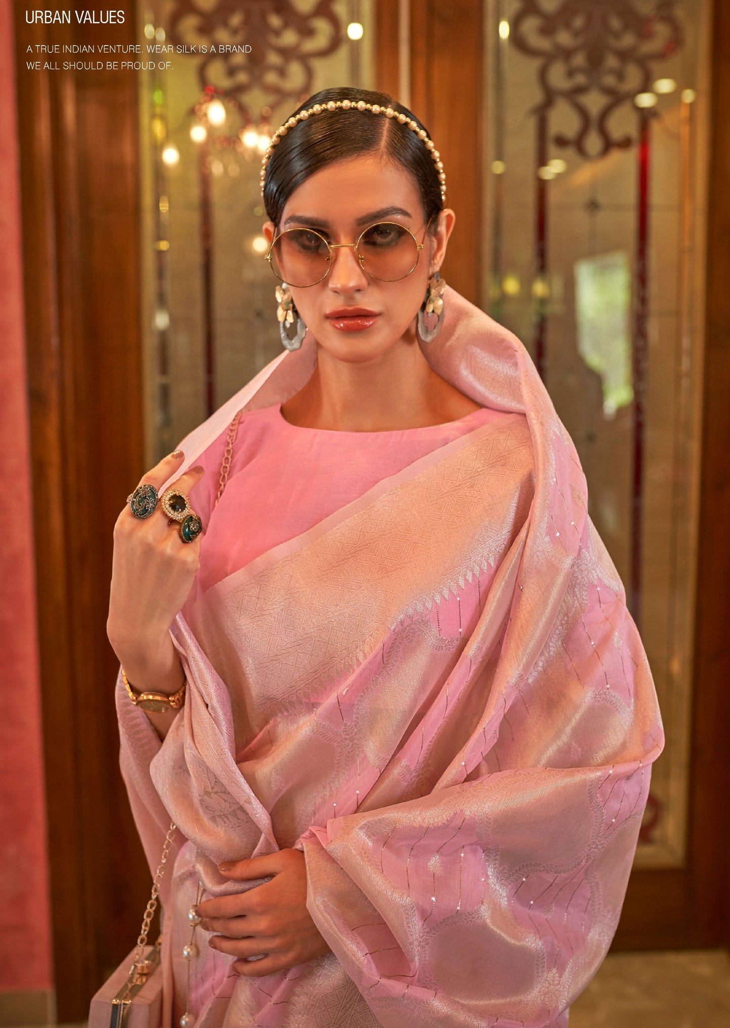 Banarasi Raw Silk Blush Pink Saree