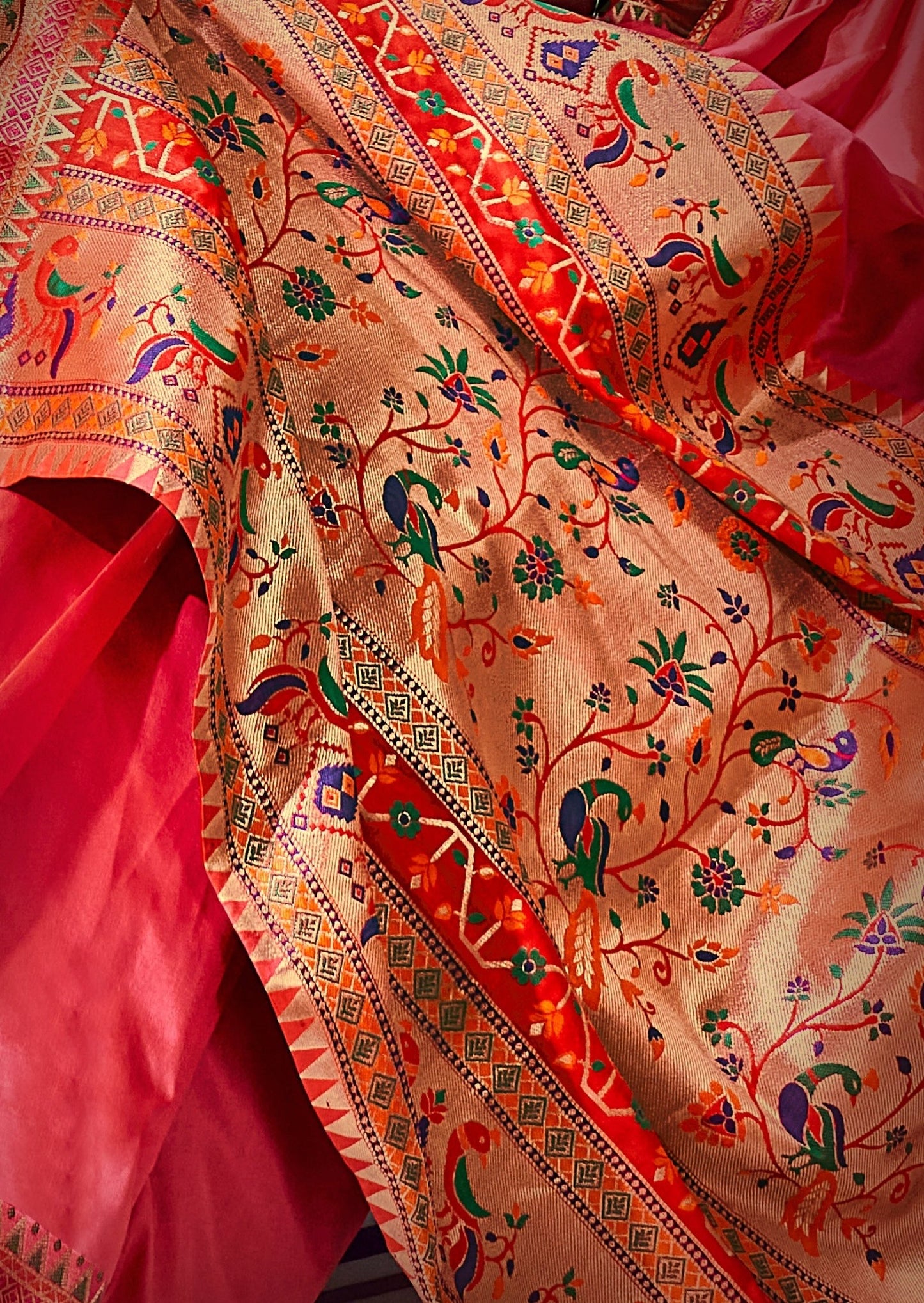 Pure Paithani Silk Rose Pink Saree