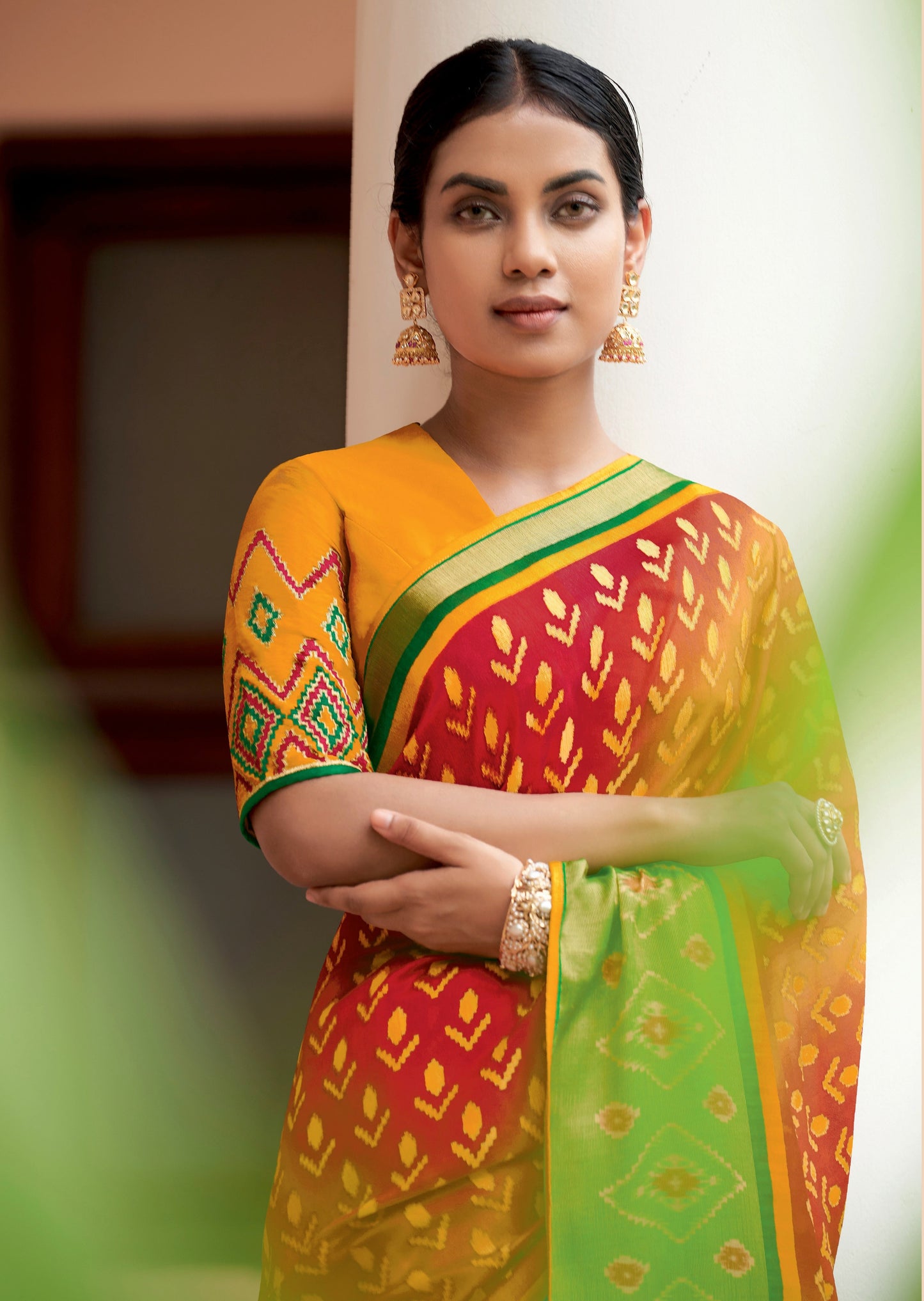 Brasso Silk Red Saree