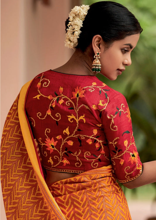 Brasso Silk Yellow Saree