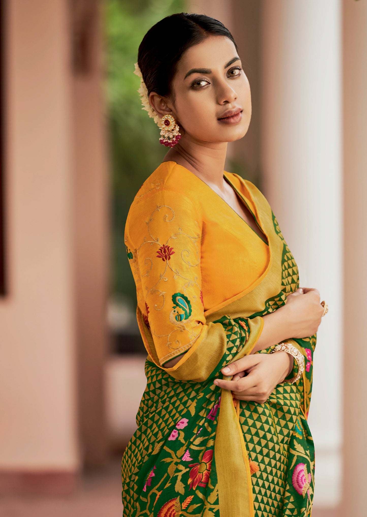 Brasso Silk Green Saree