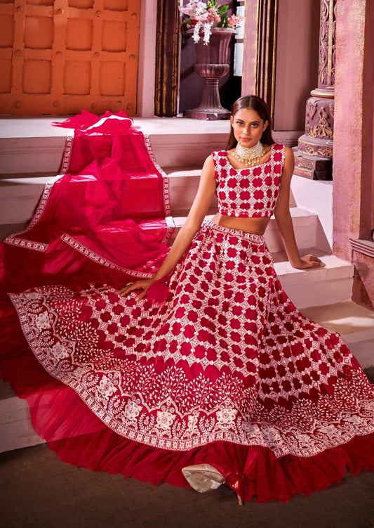 Red Lehenga Choli With Dupatta