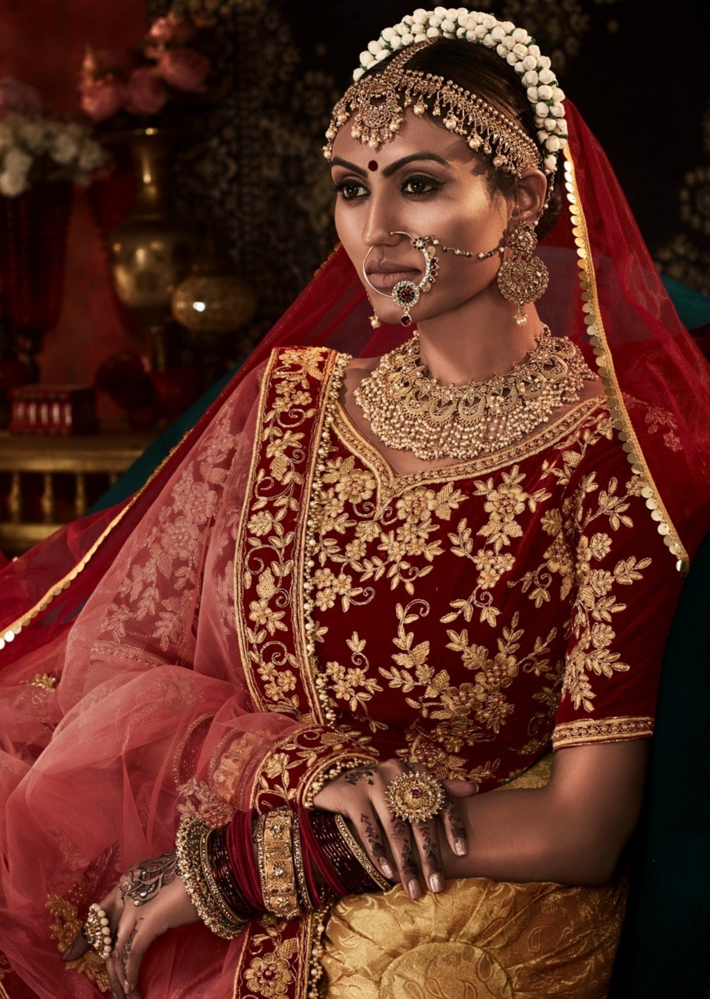 Red Velvet Bridal Lehenga