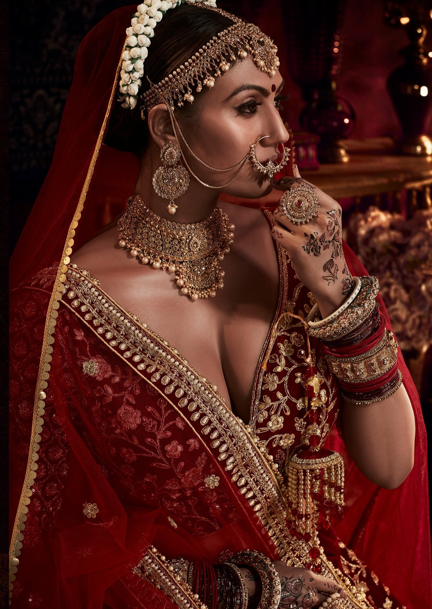 Red Bridal Lehenga with Zari Work