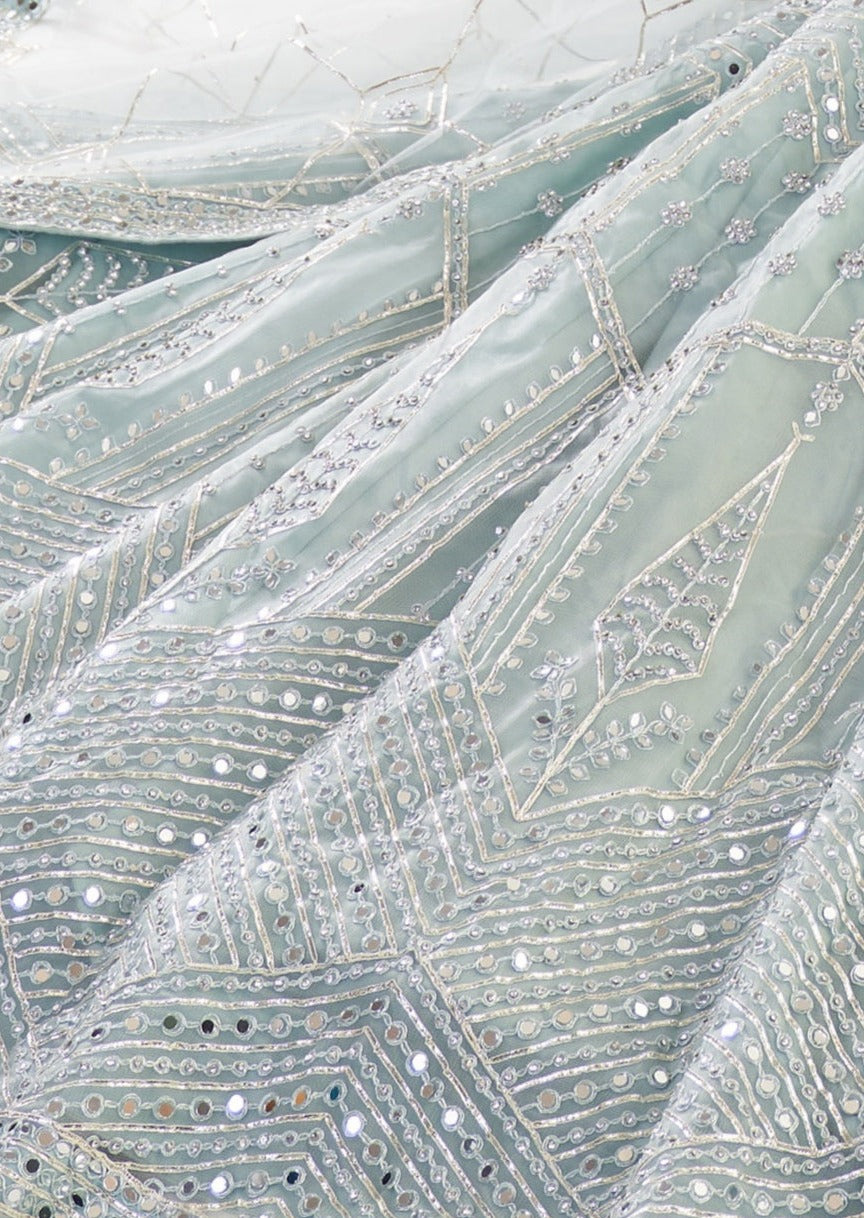 Pastel Blue Designer Bridal Lehenga