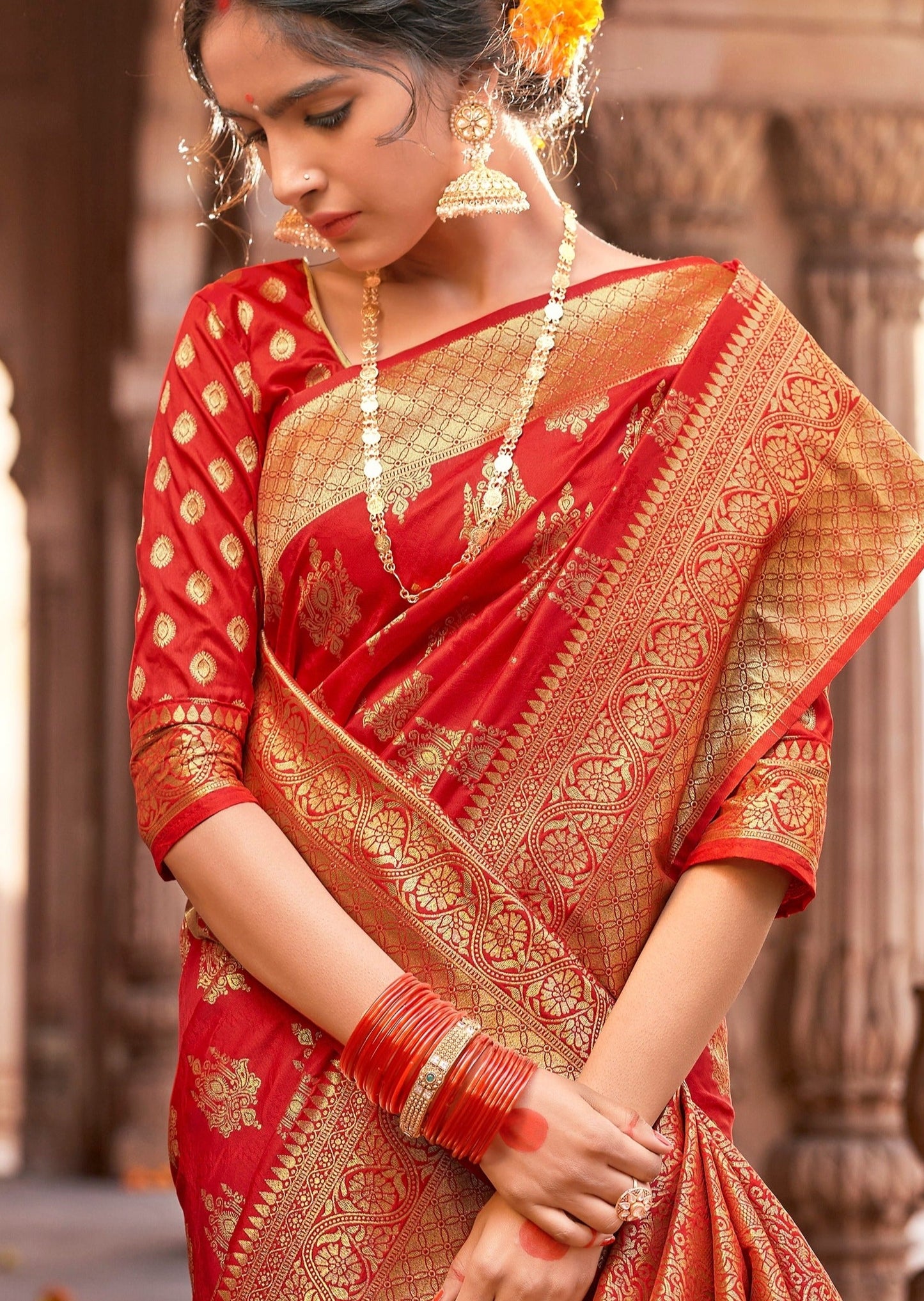 Red Banarasi Silk Bridal Handloom Saree