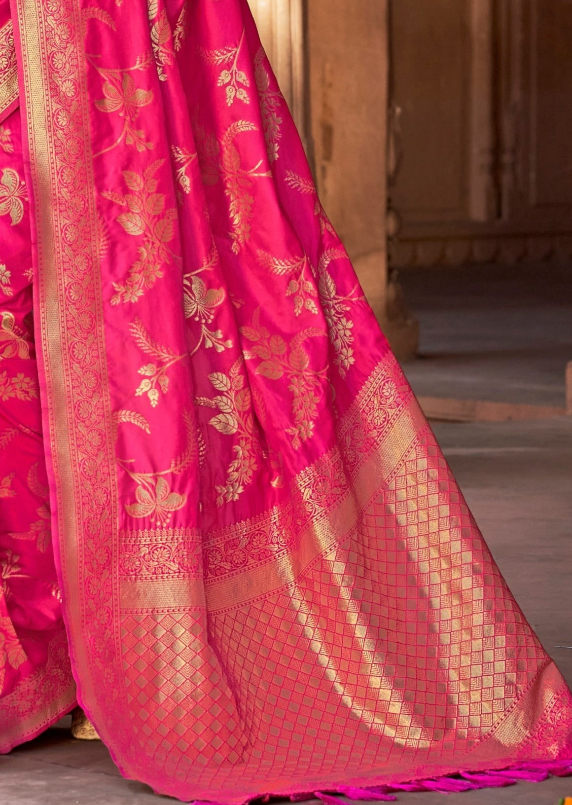 Pink Banarasi Silk Handloom Saree