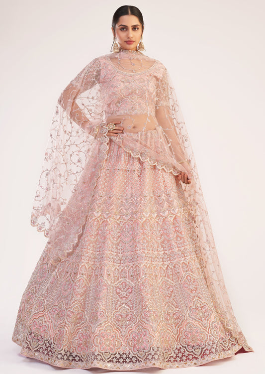 Designer Peach Pink Bridal Lehenga