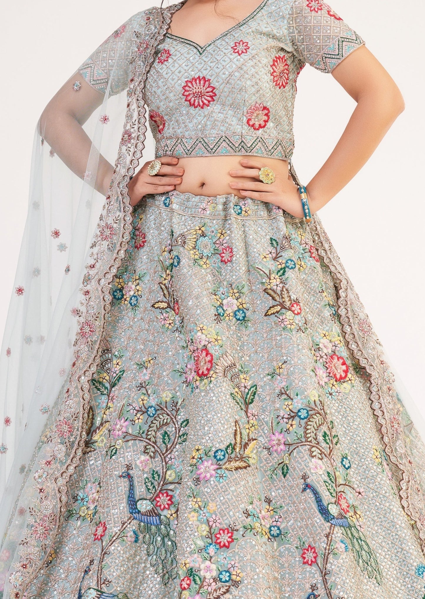 Designer Bridal Lehenga (Sea Blue)