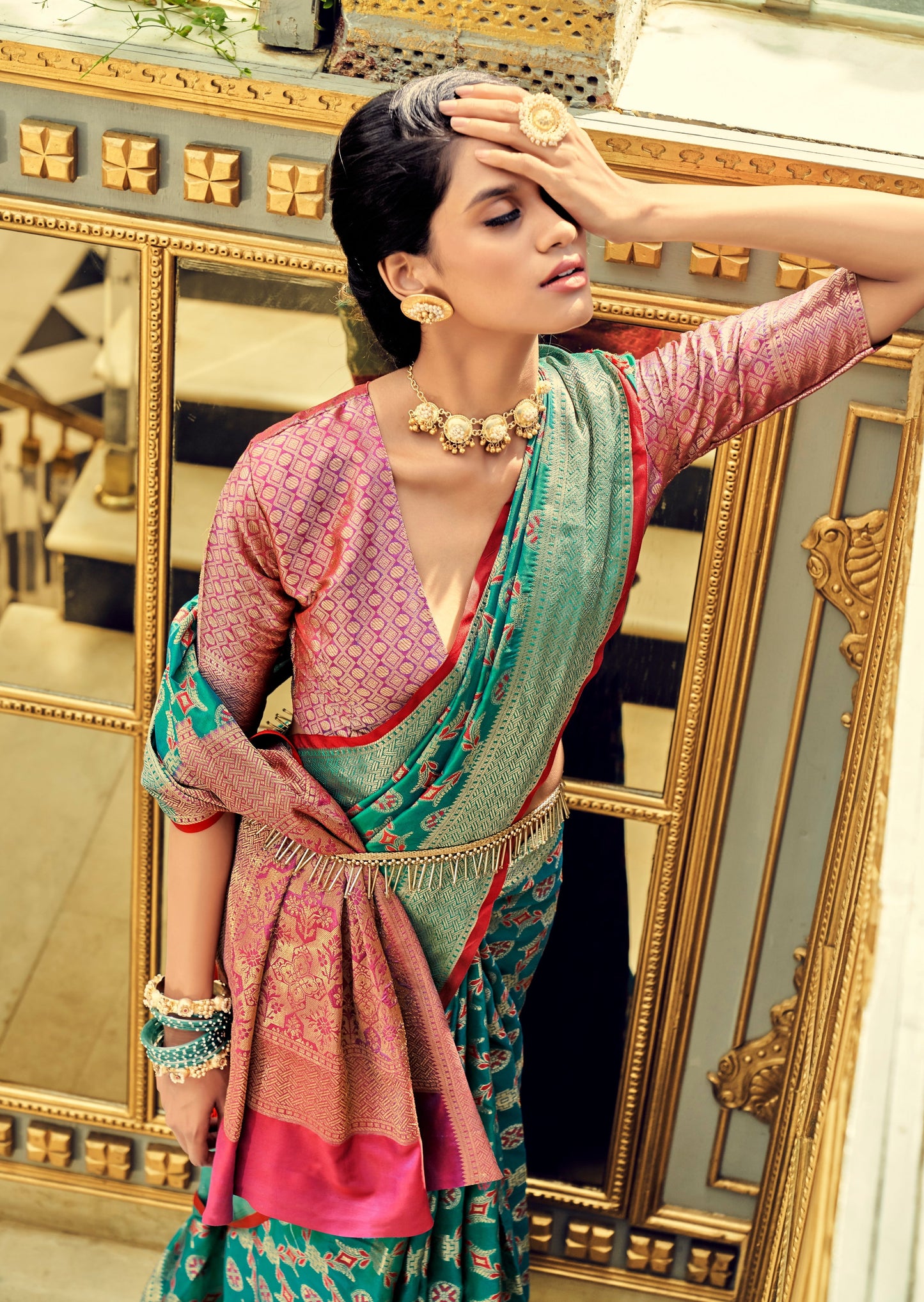 Banarasi Patola Silk Green Bridal Saree