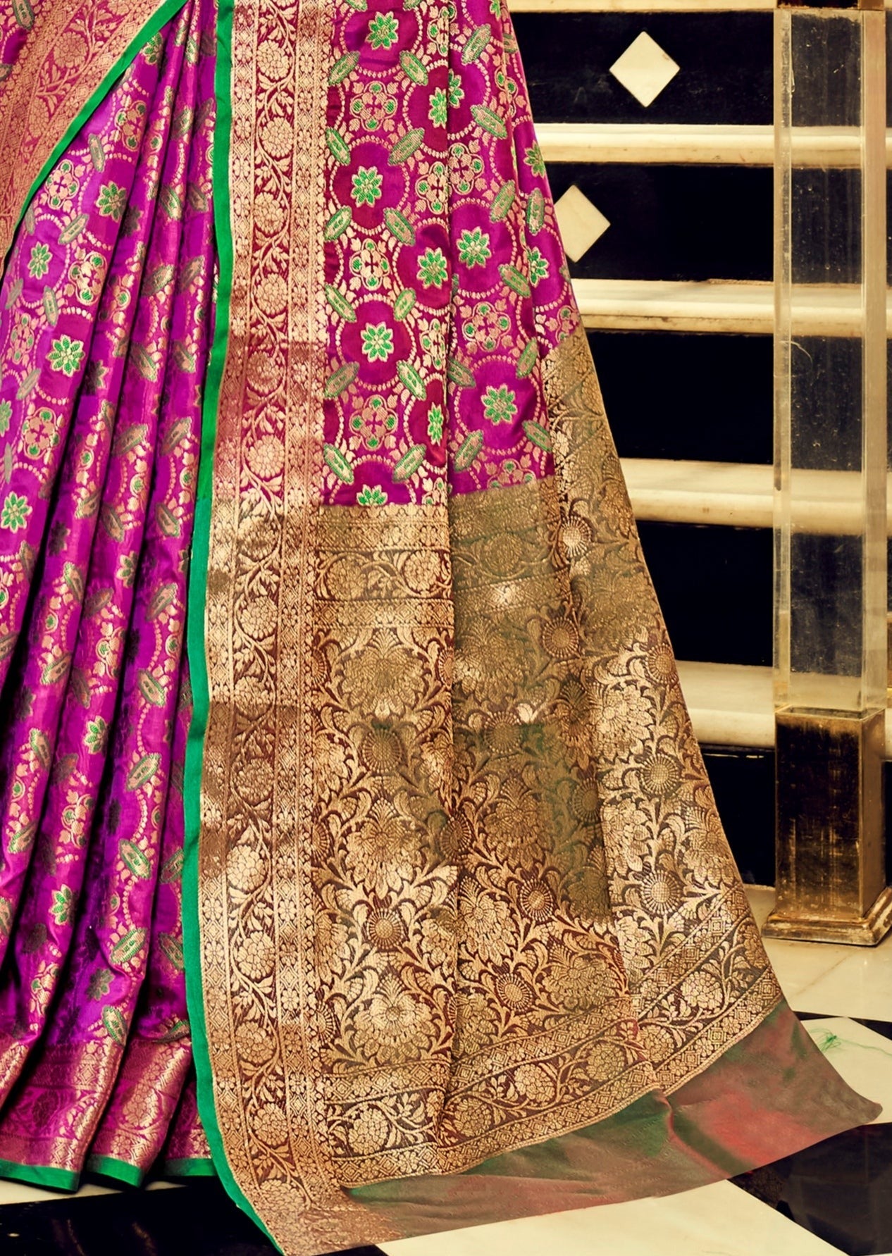 Banarasi Patola Silk Magenta Pink Bridal Saree