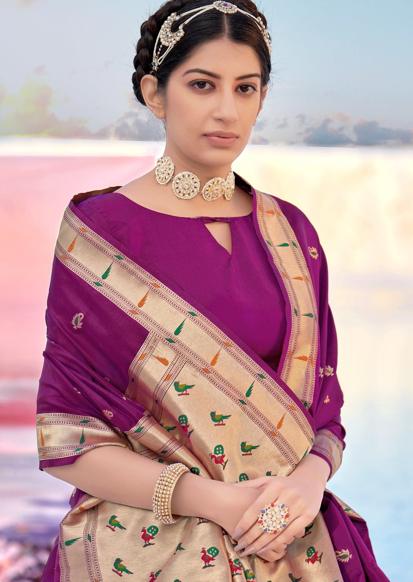 Rudrani Paithani Silk Magenta Pink Saree