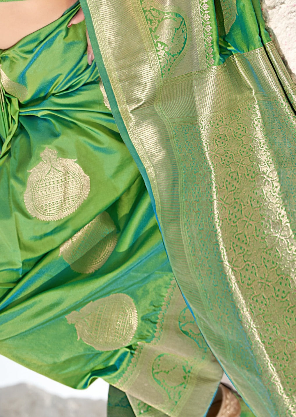 Swarnalata Silk Lawn Green Saree