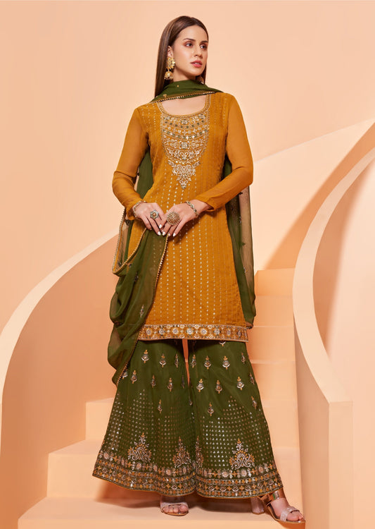 Mustard Yellow Sharara Suit