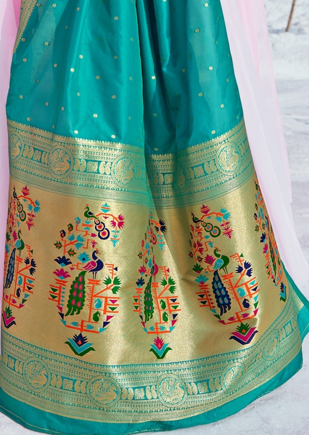 Pure Paithani Silk Green Bridal Saree