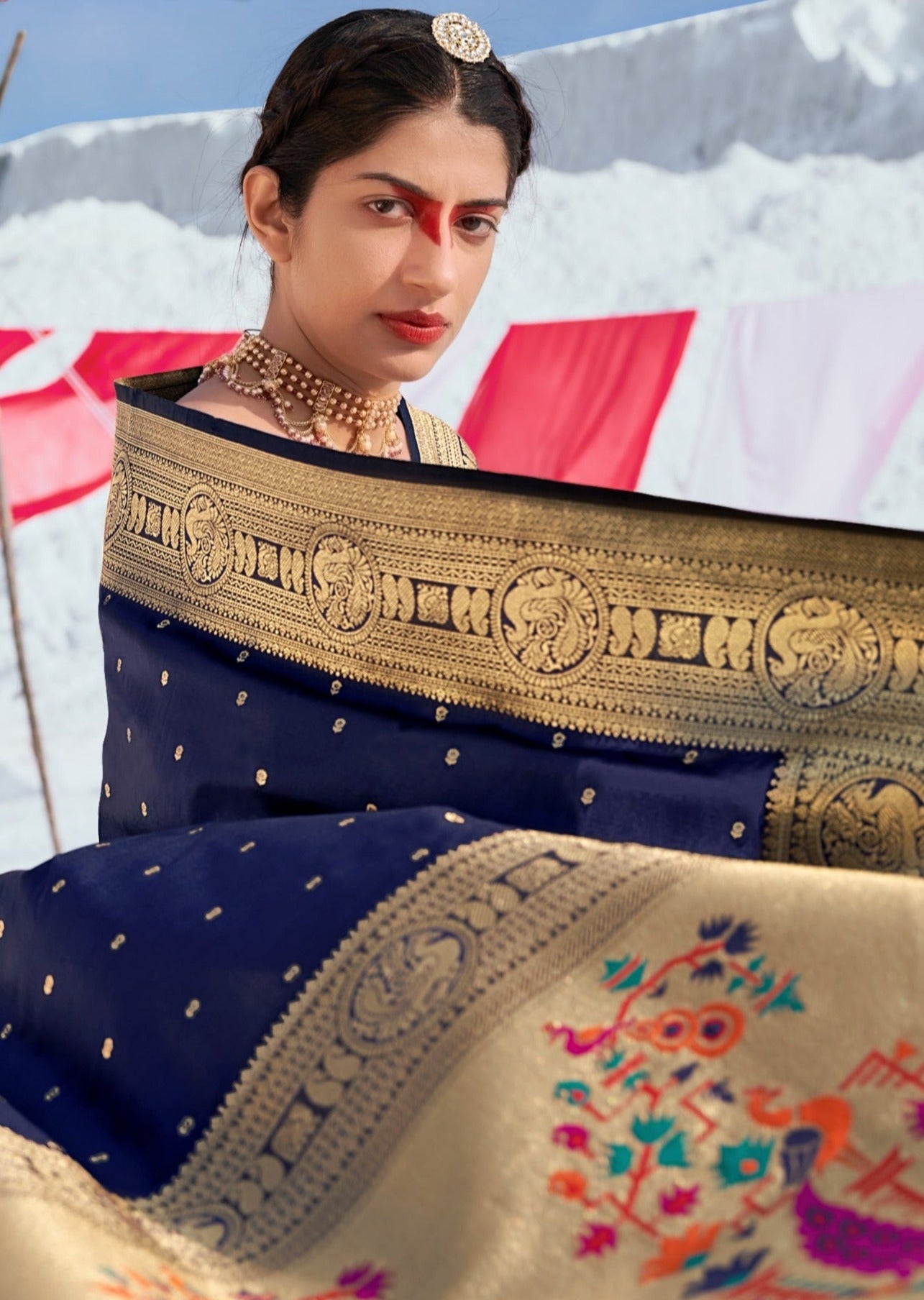 Pure Paithani Silk Royal Blue Handloom Saree