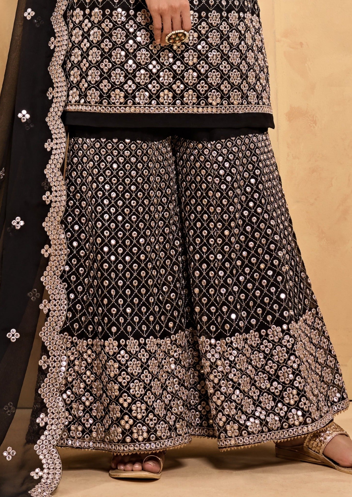 Georgette Black Sharara Suit