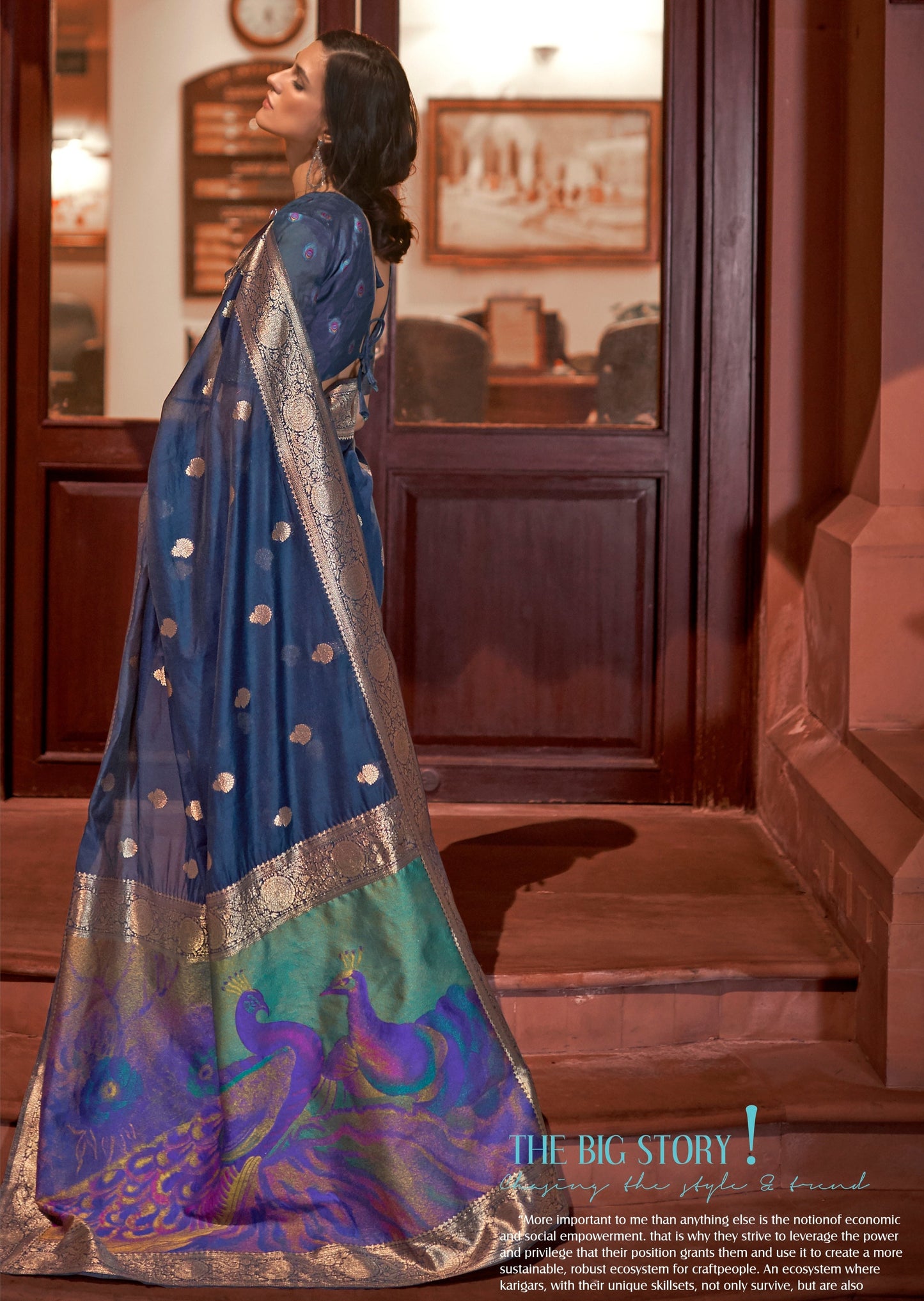 Banarasi Silk Handloom Weaving Blue Saree