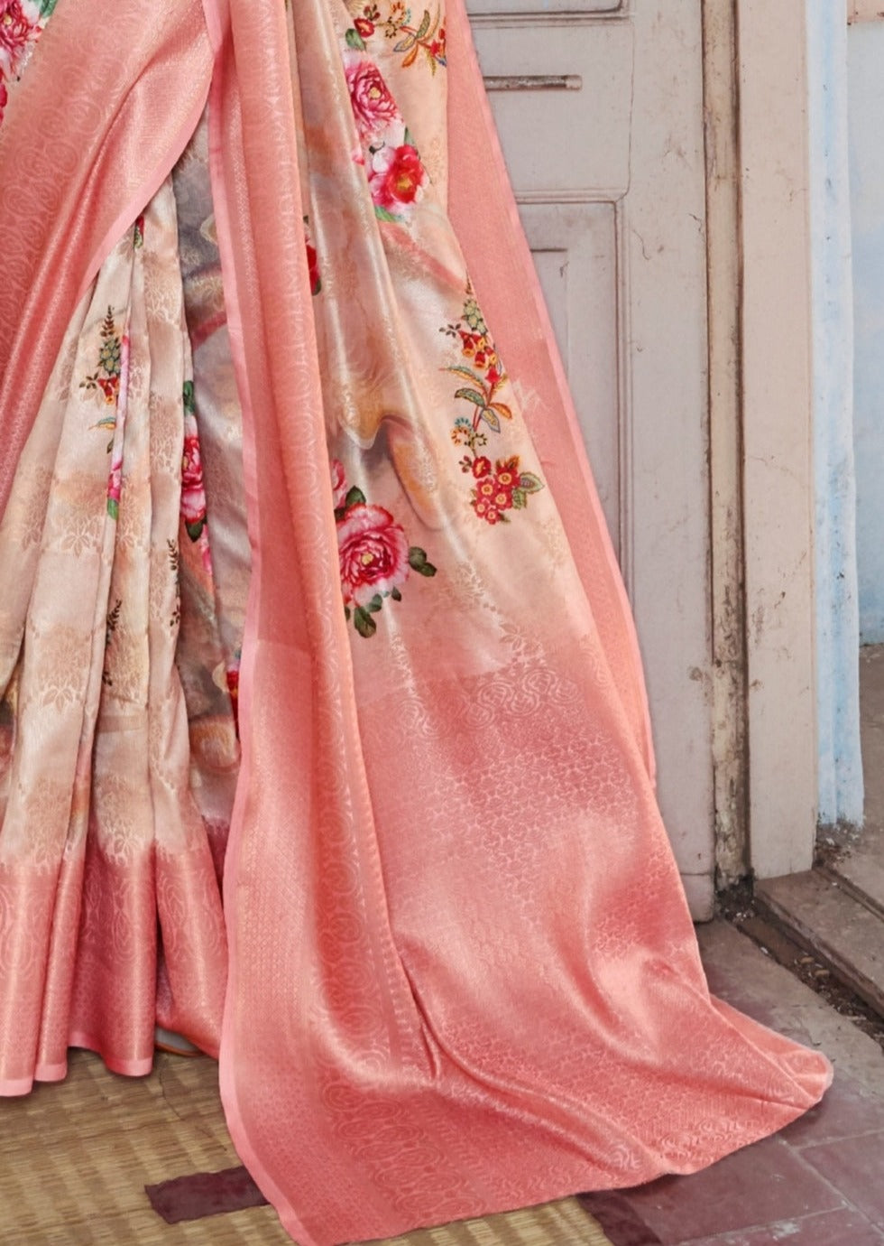 Ramya Festive Silk Weaving Blush Pink Printed Saree