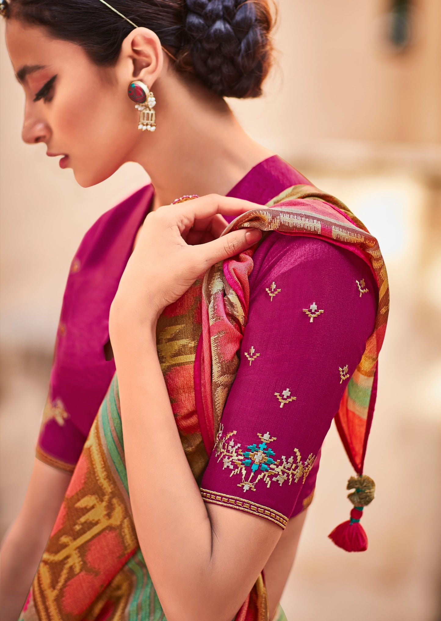 Brasso Silk Pastel Blue Patola Saree