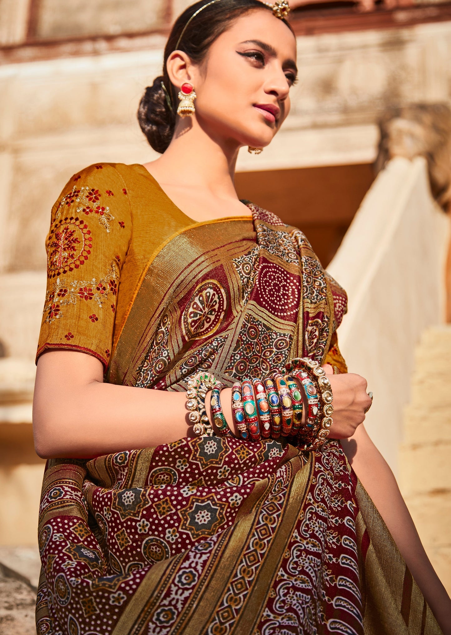 Brasso Silk Maroon Red Patola Saree