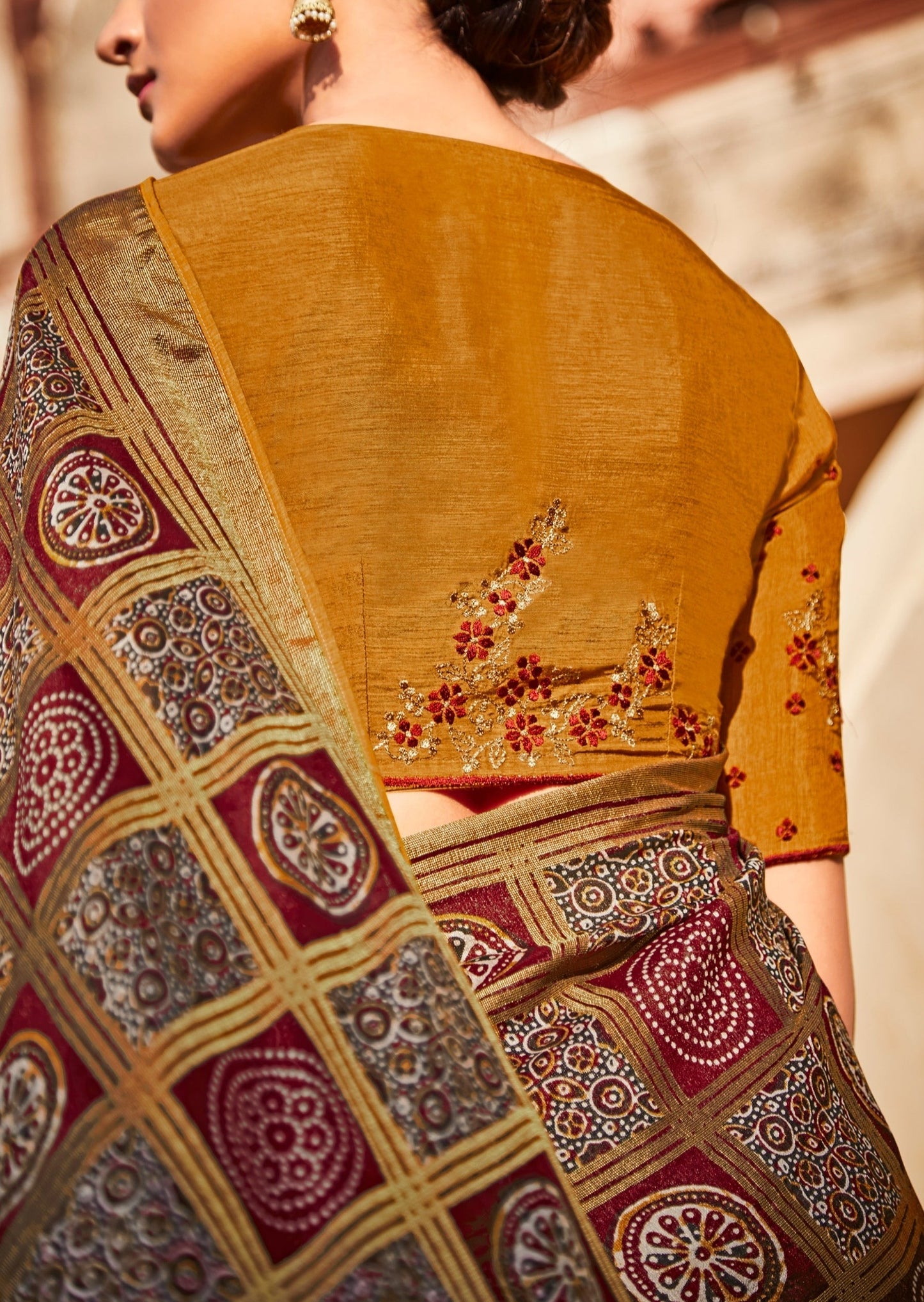 Brasso Silk Maroon Red Patola Saree