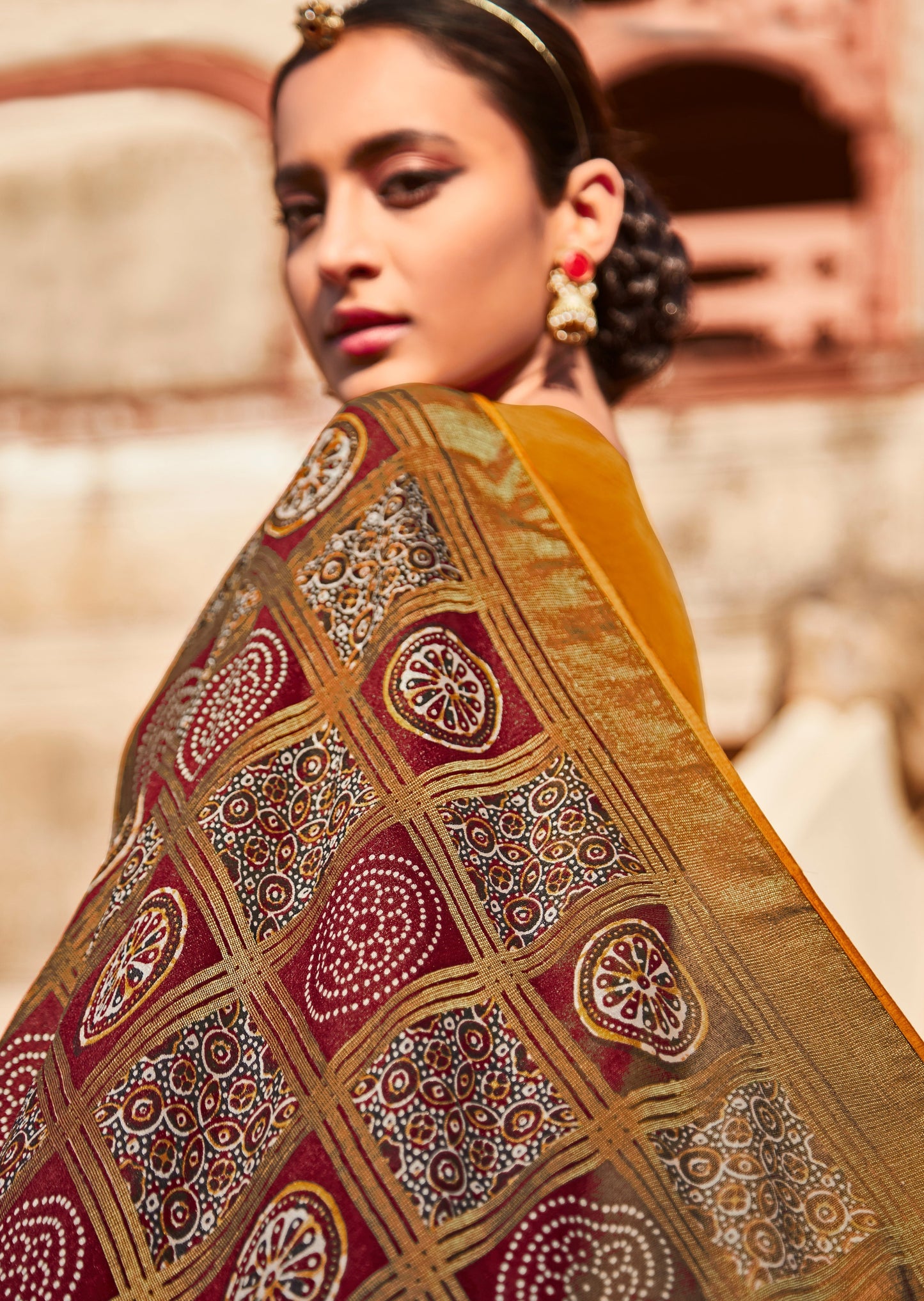 Brasso Silk Maroon Red Patola Saree