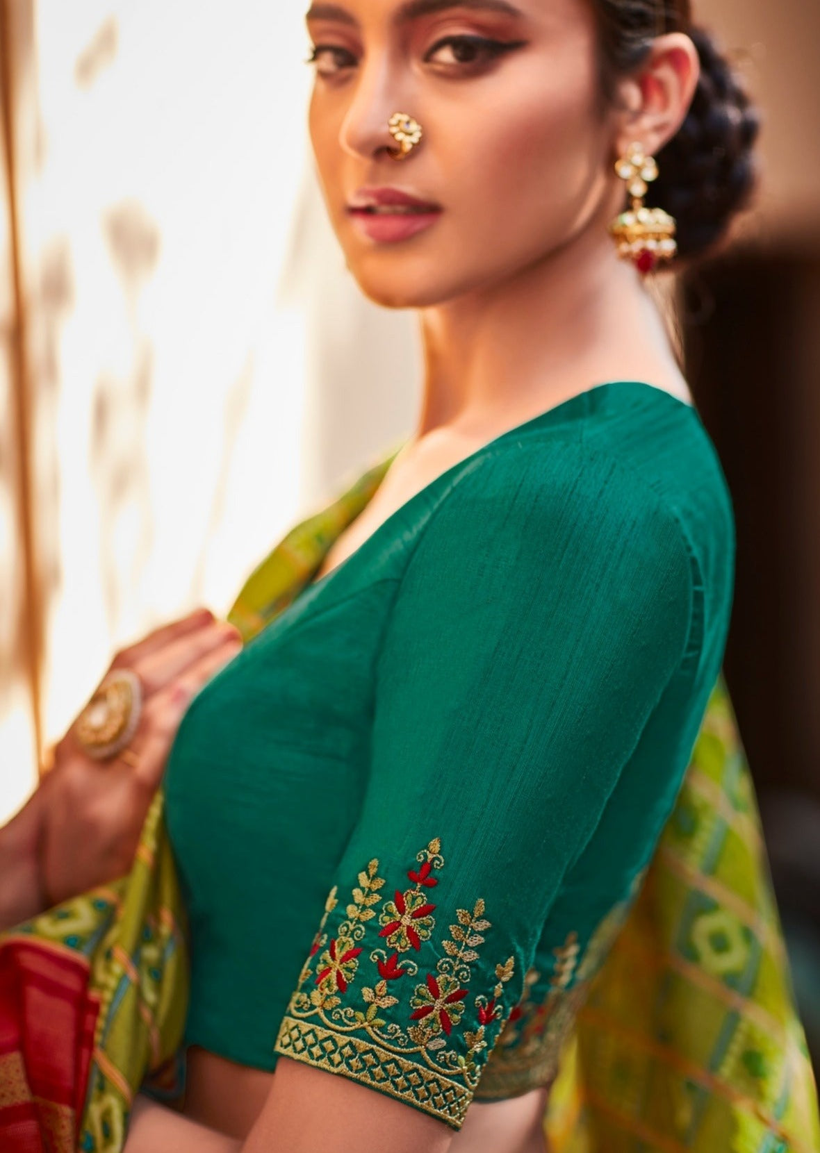 Brasso Silk Lime Green Patola Saree